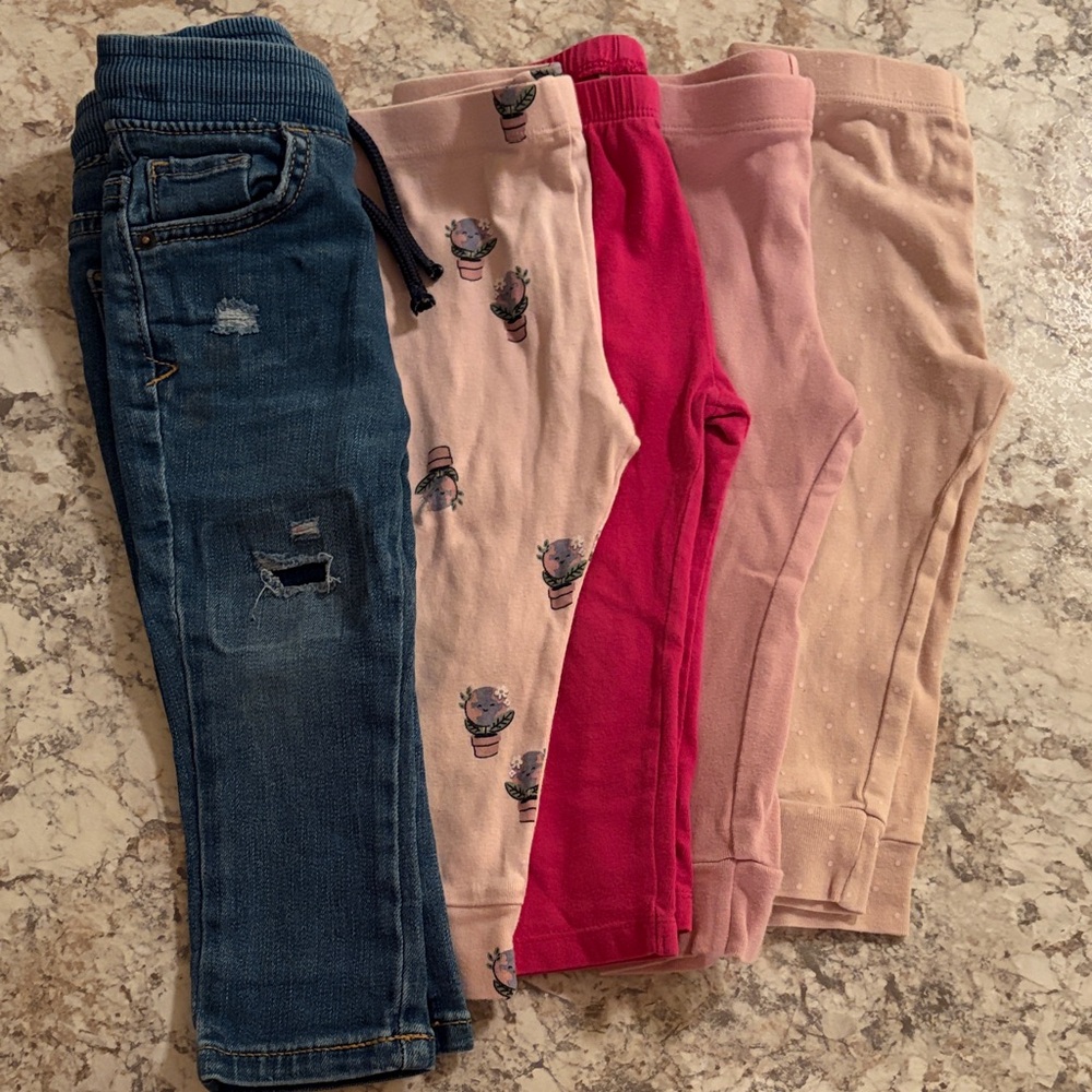 Cat & Jack Kids Jeans and Joggers Set - Blue, Pink, Tan